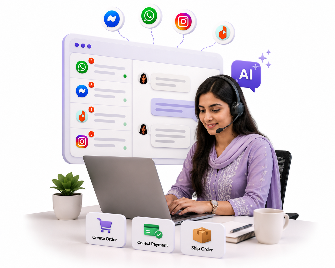 Unified live-chat inbox across messaging channels